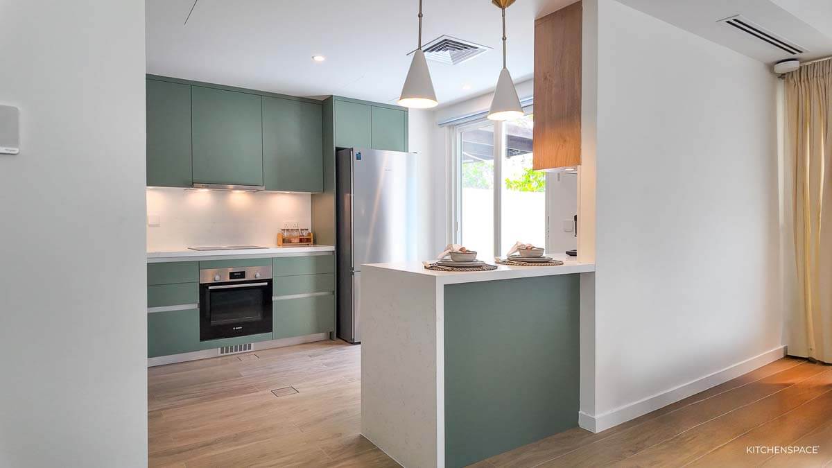 Sage Green with Wood Accent Kitchen 